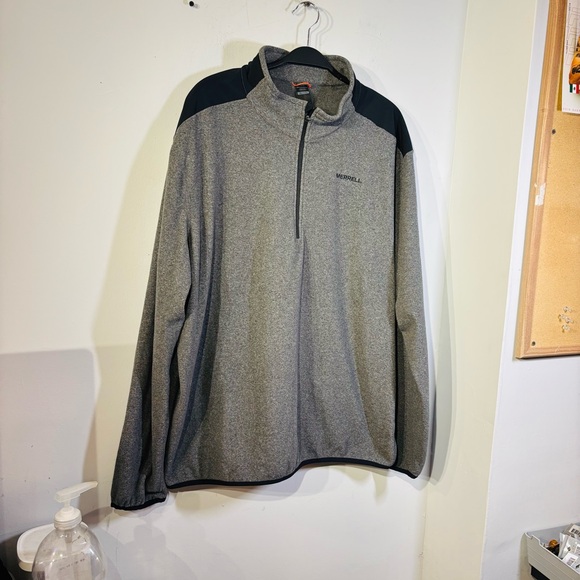 Merrell Men’s Gray Fleece 1/4 Zip Pullover Outdoor Long Sleeve Sweatshirt XXL - Picture 2 of 8